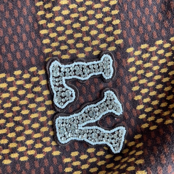 LV Checkered Brown Embroidered T shirt - Large - Picture 2 of 10